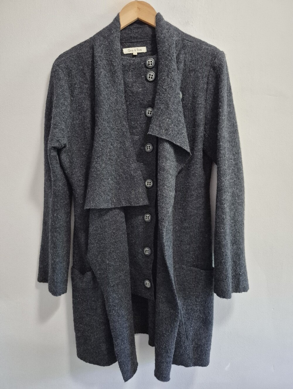 Gro a Live 100% Boiled Wool Assymetric Jacket Size 44 / 12